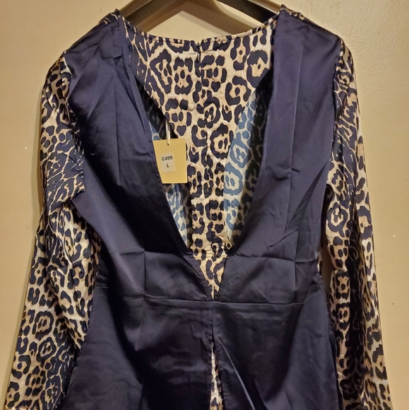 NWT Navy Cheetah Print Long Sleeve Top S-M-L - Picture 10 of 13